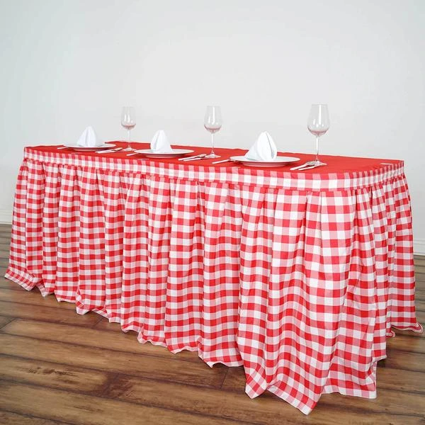 Checkered Table Skirt | 14FT | Buffalo Plaid Gingham Polyester Table Skirts 8 Checkered Table Skirt | 14FT | Buffalo Plaid Gingham Polyester Table Skirts - Image 8