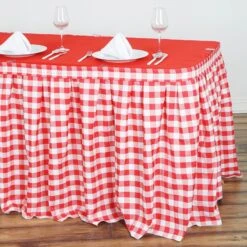 Checkered Table Skirt | 21FT | Buffalo Plaid Gingham Polyester Table Skirts