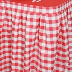 Checkered Table Skirt | 21FT | Buffalo Plaid Gingham Polyester Table Skirts 26 Checkered Table Skirt | 21FT | Buffalo Plaid Gingham Polyester Table Skirts -Home Decor Promotional Store SKT CHK RED 21 D02