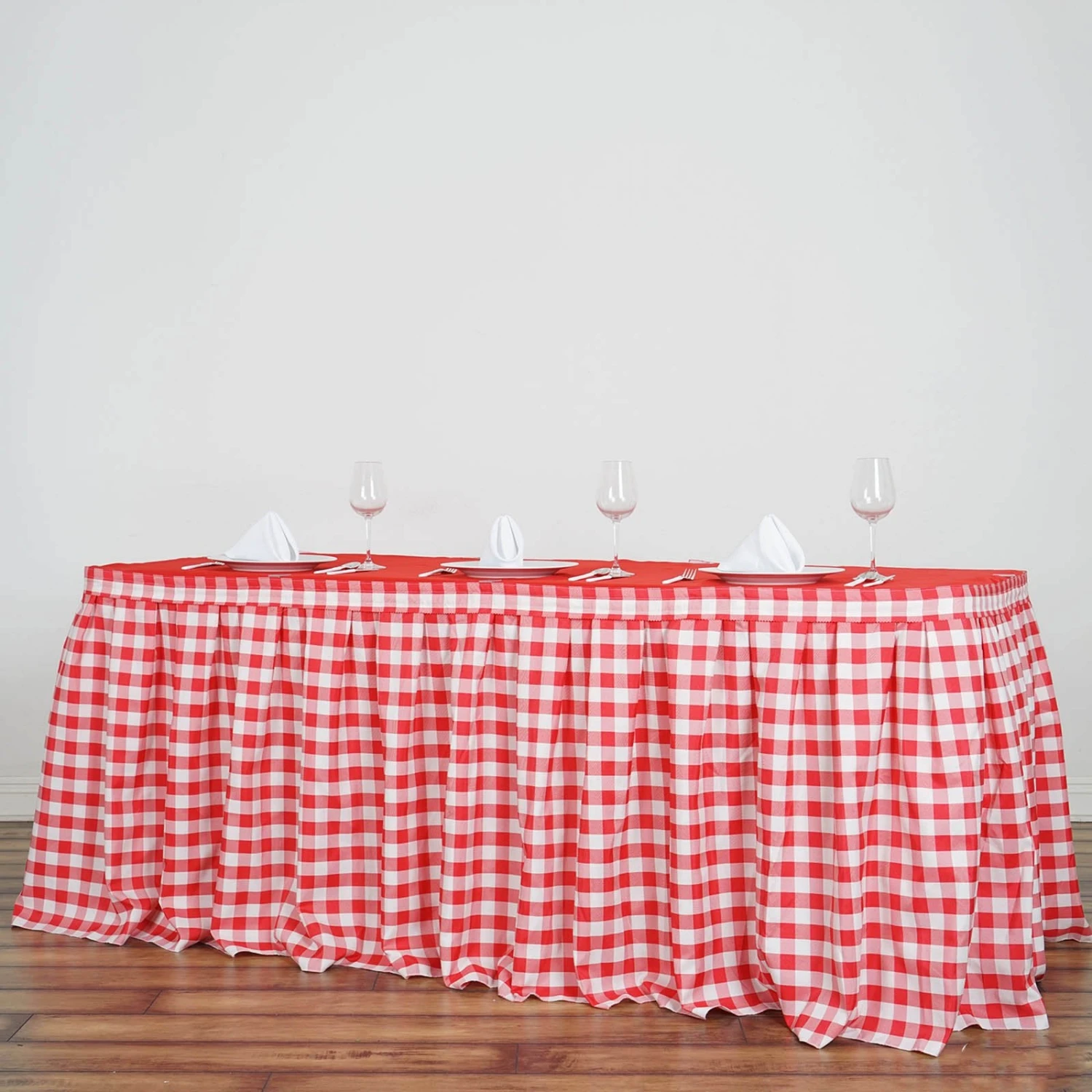 Checkered Table Skirt | 21FT | Buffalo Plaid Gingham Polyester Table Skirts 12 Checkered Table Skirt | 21FT | Buffalo Plaid Gingham Polyester Table Skirts - Image 12