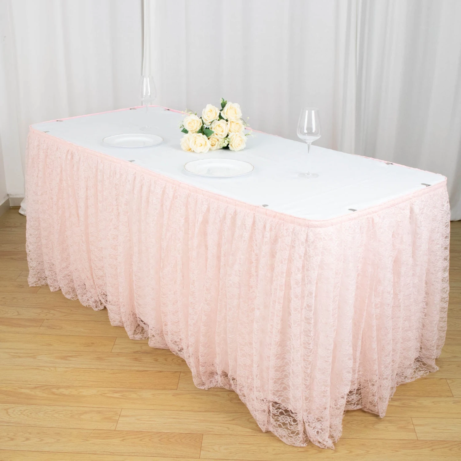 14FT Premium Pleated Lace Table Skirt 5 14FT Premium Pleated Lace Table Skirt - Image 5