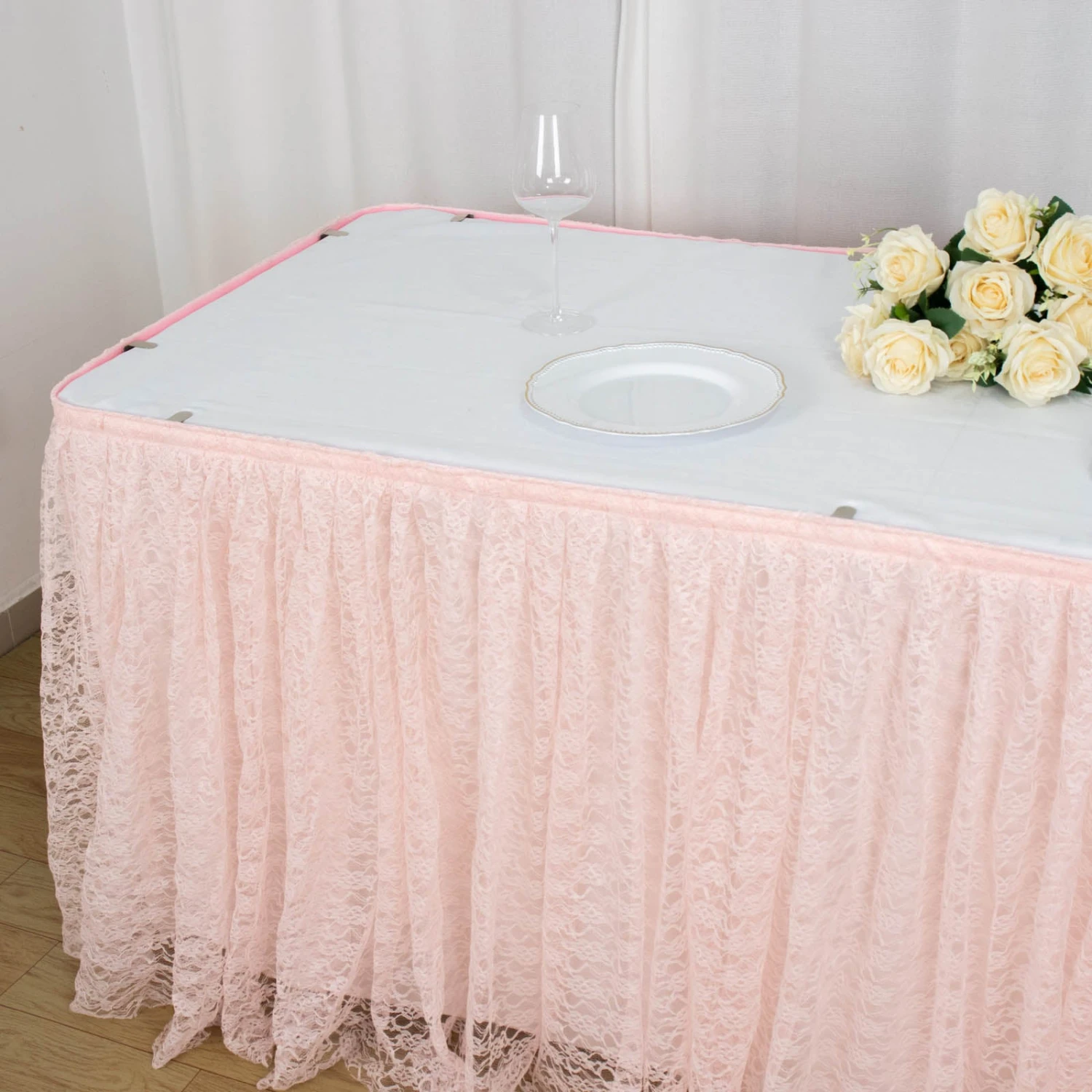 17FT Premium Pleated Lace Table Skirt 9 17FT Premium Pleated Lace Table Skirt - Image 9