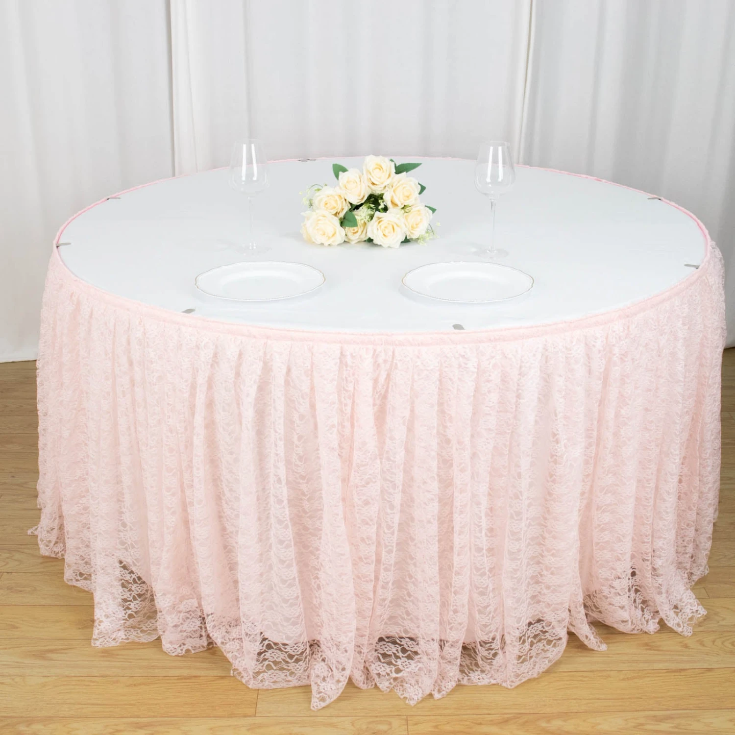 14FT Premium Pleated Lace Table Skirt 1 14FT Premium Pleated Lace Table Skirt