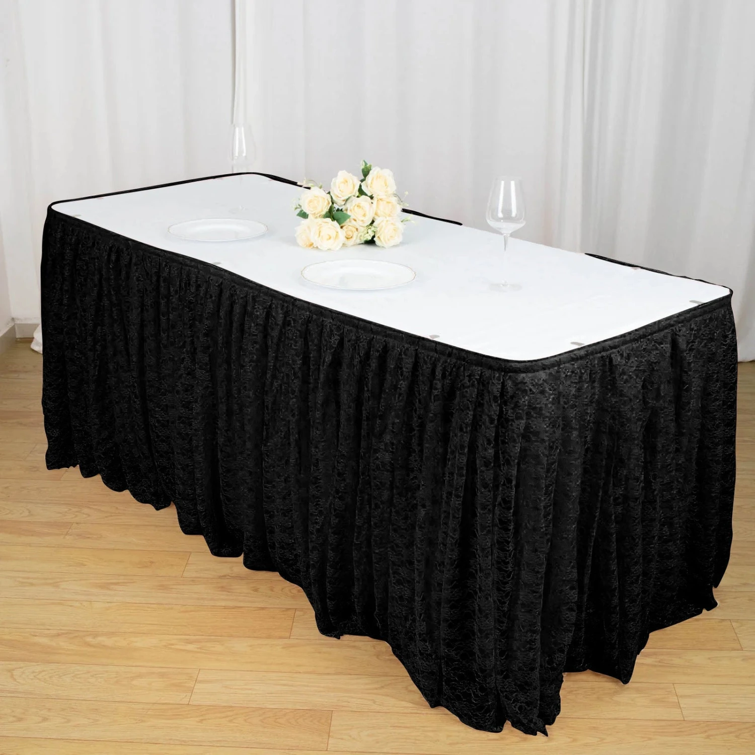 14FT Premium Pleated Lace Table Skirt 13 14FT Premium Pleated Lace Table Skirt - Image 13