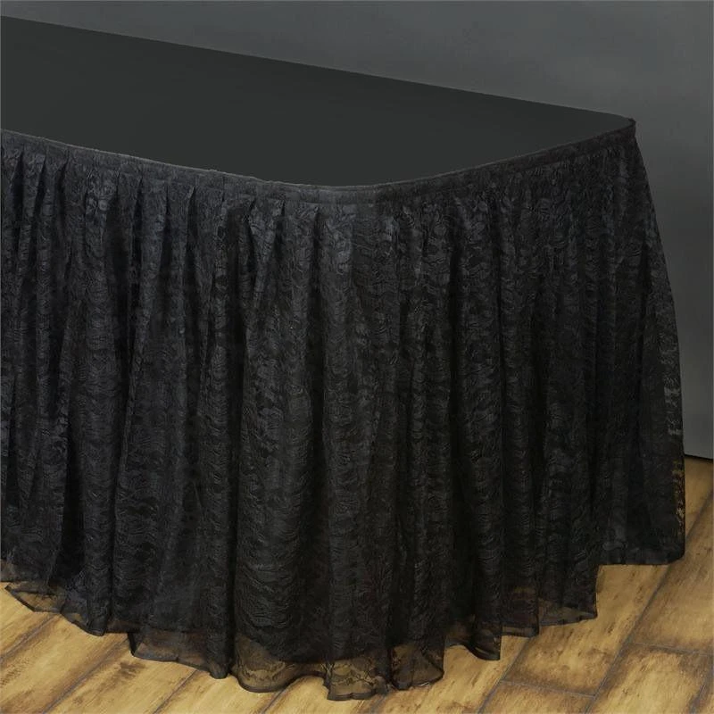 17FT Premium Pleated Lace Table Skirt 4 17FT Premium Pleated Lace Table Skirt - Image 4