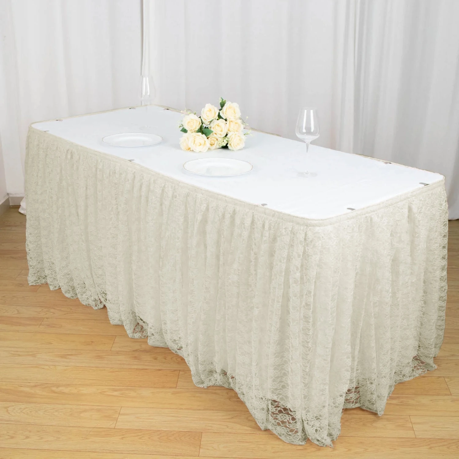 14FT Premium Pleated Lace Table Skirt 17 14FT Premium Pleated Lace Table Skirt - Image 17