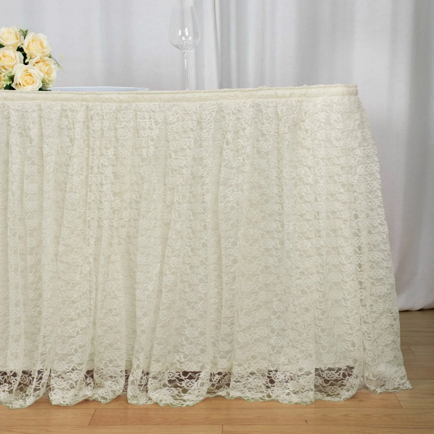 17FT Premium Pleated Lace Table Skirt 12 17FT Premium Pleated Lace Table Skirt - Image 12