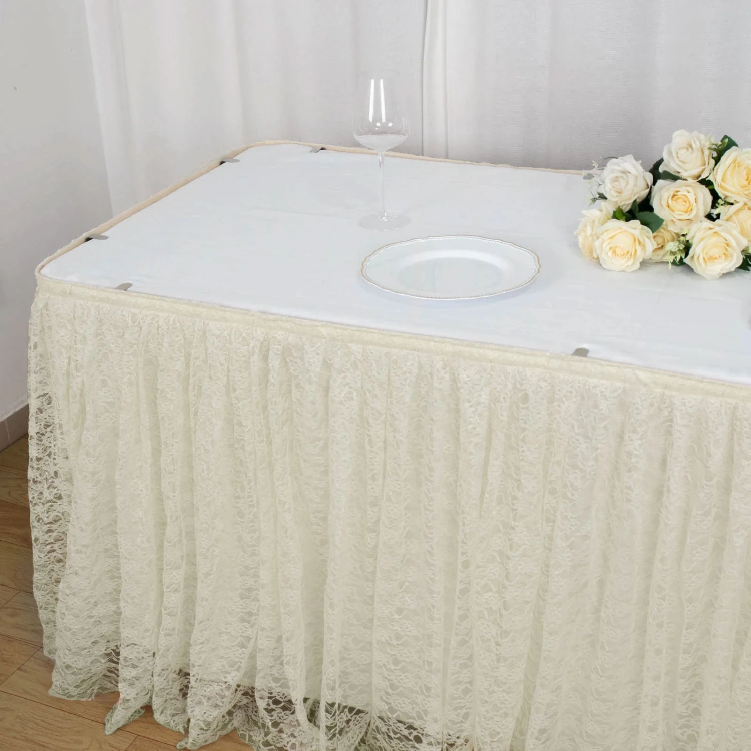 17FT Premium Pleated Lace Table Skirt 13 17FT Premium Pleated Lace Table Skirt - Image 13