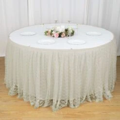 17FT Premium Pleated Lace Table Skirt 21 17FT Premium Pleated Lace Table Skirt -Home Decor Promotional Store SKT LACE IVR 17 02