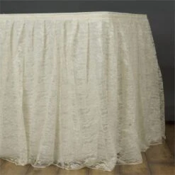 21FT Premium Lace Table Skirt, Pleated Vintage Table Drape -Home Decor Promotional Store SKT LACE IVR 21