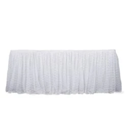 17FT Premium Pleated Lace Table Skirt 36 17FT Premium Pleated Lace Table Skirt -Home Decor Promotional Store SKT LACE WHT 17 99