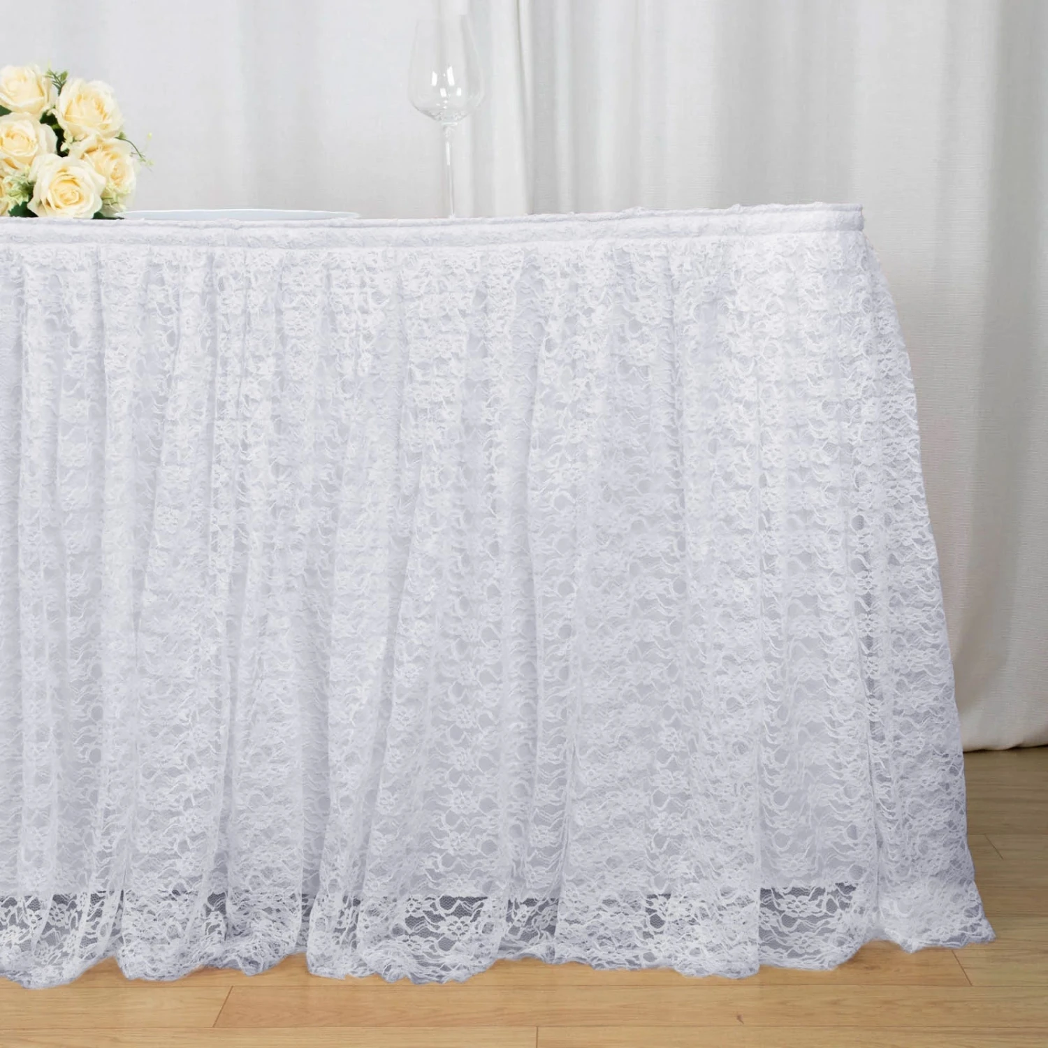 17FT Premium Pleated Lace Table Skirt 16 17FT Premium Pleated Lace Table Skirt - Image 16