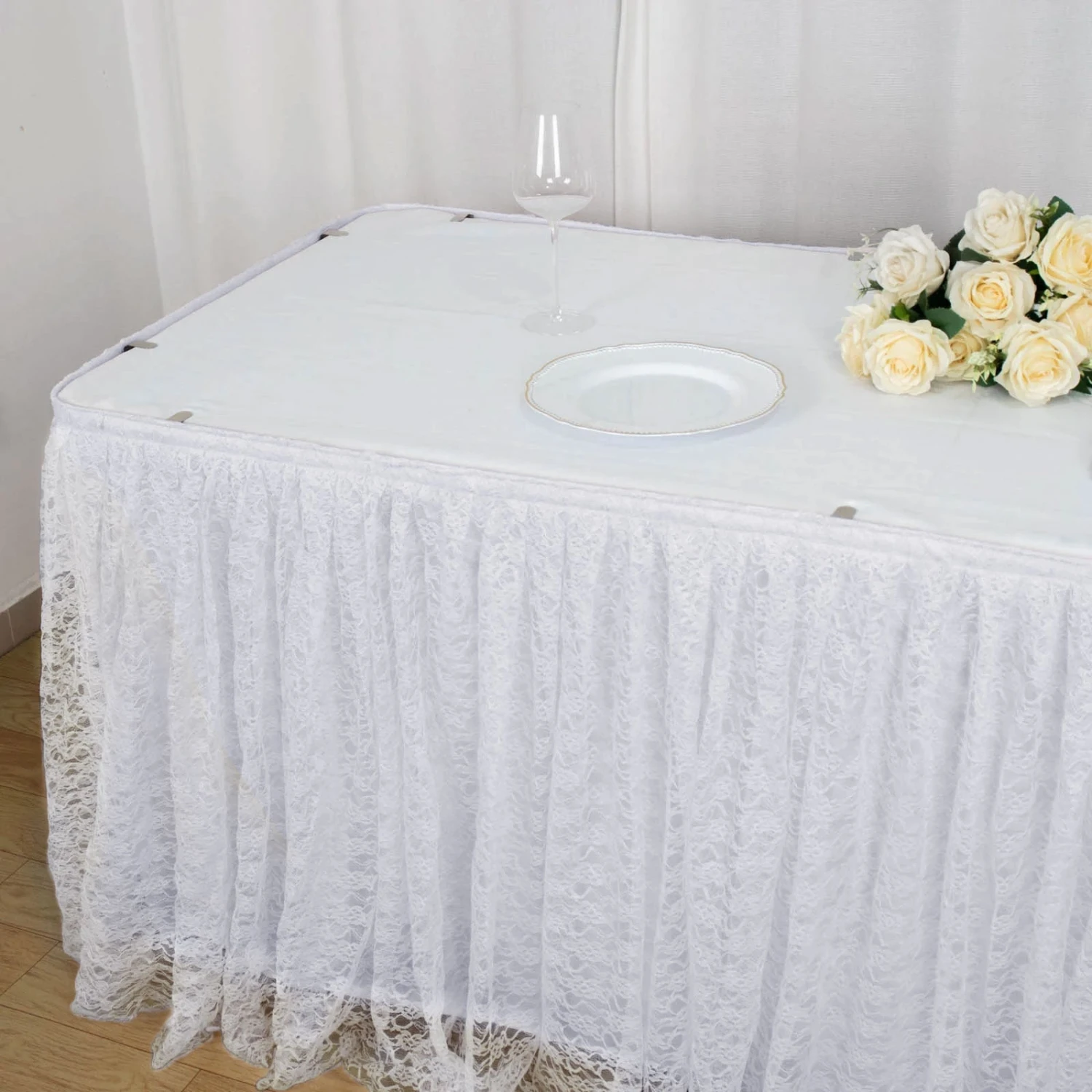 17FT Premium Pleated Lace Table Skirt 17 17FT Premium Pleated Lace Table Skirt - Image 17