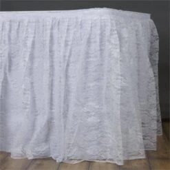 21FT Premium Lace Table Skirt, Pleated Vintage Table Drape -Home Decor Promotional Store SKT LACE WHT 21