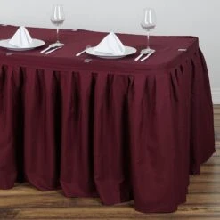 17FT Pleated Polyester Table Skirt, Banquet Folding Table Skirt -Home Decor Promotional Store SKT POLY BURG 17 D01