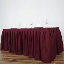 17FT Pleated Polyester Table Skirt, Banquet Folding Table Skirt