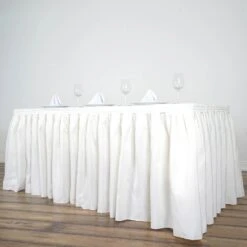 17FT Pleated Polyester Table Skirt, Banquet Folding Table Skirt -Home Decor Promotional Store SKT POLY IVR 17 02