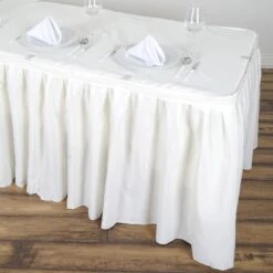 21FT Pleated Polyester Table Skirt, Banquet Folding Table Skirt -Home Decor Promotional Store SKT POLY IVR 21 D01