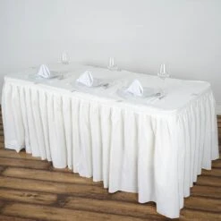 21FT Pleated Polyester Table Skirt, Banquet Folding Table Skirt -Home Decor Promotional Store SKT POLY IVR 21 02
