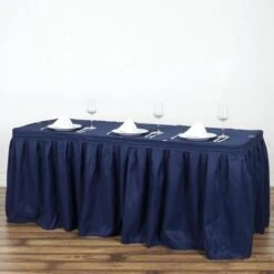 17FT Pleated Polyester Table Skirt, Banquet Folding Table Skirt -Home Decor Promotional Store SKT POLY NAVY 17 01 grande 50159efb ea5b 4aa2 9303 2576768b5c7e