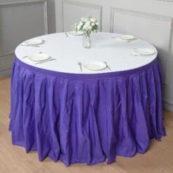 21FT Pleated Polyester Table Skirt, Banquet Folding Table Skirt -Home Decor Promotional Store SKT POLY PURP 21 D02