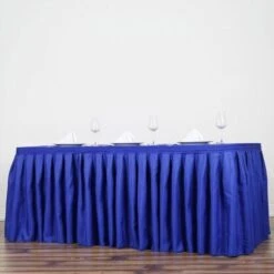 21FT Pleated Polyester Table Skirt, Banquet Folding Table Skirt