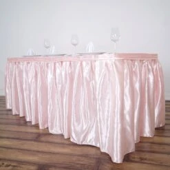 14FT Pleated Satin Table Skirt 17 14FT Pleated Satin Table Skirt -Home Decor Promotional Store SKT STN 046 14 D01