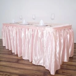 17FT Satin Table Skirt, Glossy Pleated Table Drape -Home Decor Promotional Store SKT STN 046 17 D01