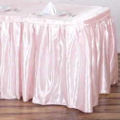 17FT Satin Table Skirt, Glossy Pleated Table Drape -Home Decor Promotional Store SKT STN 046 17 01