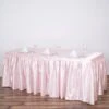 17FT Satin Table Skirt, Glossy Pleated Table Drape