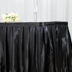 21FT Satin Table Skirt, Glossy Pleated Table Drape -Home Decor Promotional Store SKT STN BLK 21 D01 371b3659 5840 43f6 8b8d 69fb848e8fd5
