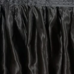 21FT Satin Table Skirt, Glossy Pleated Table Drape -Home Decor Promotional Store SKT STN BLK 21 D10