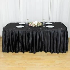 21FT Satin Table Skirt, Glossy Pleated Table Drape