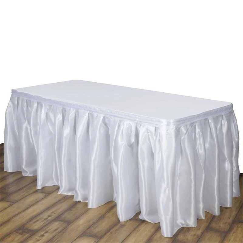 14FT Pleated Satin Table Skirt 7 14FT Pleated Satin Table Skirt - Image 7
