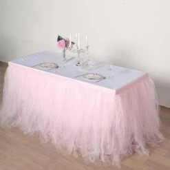 14 FT - 4 Layer Tulle Tutu Pleated Table Skirts -Home Decor Promotional Store SKT T01 046 14 D06