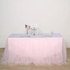 17 FT - 4 Layer Tulle Tutu Pleated Table Skirts -Home Decor Promotional Store SKT T01 046 17 02