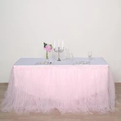 21 FT - 4 Layer Tulle Tutu Pleated Table Skirts -Home Decor Promotional Store SKT T01 046 21 D11