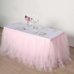 21 FT - 4 Layer Tulle Tutu Pleated Table Skirts -Home Decor Promotional Store SKT T01 046 21 02