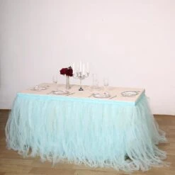 14 FT - 4 Layer Tulle Tutu Pleated Table Skirts -Home Decor Promotional Store SKT T01 BLUE 14 01