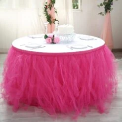 14 FT - 4 Layer Tulle Tutu Pleated Table Skirts -Home Decor Promotional Store SKT T01 FUSH 17 D04.progressive 8d618bd9 58da 4afd 8c3e 868be253bb90