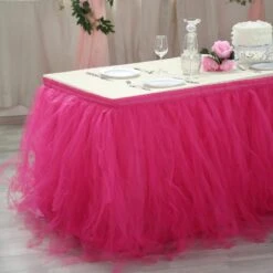 14 FT - 4 Layer Tulle Tutu Pleated Table Skirts -Home Decor Promotional Store SKT T01 FUSH 17 02 a445ee0c 925d 495b 955e 6be3f5818a3c