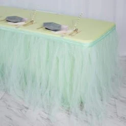 14 FT - 4 Layer Tulle Tutu Pleated Table Skirts -Home Decor Promotional Store SKT T01 MINT 14 D01