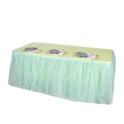 17 FT - 4 Layer Tulle Tutu Pleated Table Skirts -Home Decor Promotional Store SKT T01 MINT 17 99