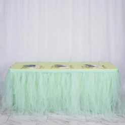 17 FT - 4 Layer Tulle Tutu Pleated Table Skirts -Home Decor Promotional Store SKT T01 MINT 17 02