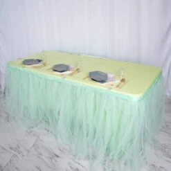 21 FT - 4 Layer Tulle Tutu Pleated Table Skirts -Home Decor Promotional Store SKT T01 MINT 21 01
