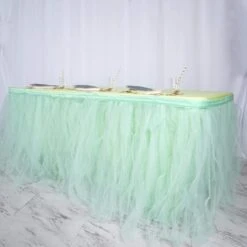 21 FT - 4 Layer Tulle Tutu Pleated Table Skirts -Home Decor Promotional Store SKT T01 MINT 21 02