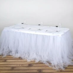 17 FT - 4 Layer Tulle Tutu Pleated Table Skirts -Home Decor Promotional Store SKT T01 WHT 21