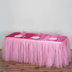 17 FT Two Layered Pleated Tulle Tutu Table Skirt With Satin Edge -Home Decor Promotional Store SKT T03 PINK 17 01 grande a6dbe8e1 5b1e 4e53 bdb9 473030333419