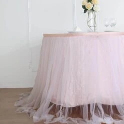 21FT Extra Long 48" Two Layered Tulle & Satin Table Skirt