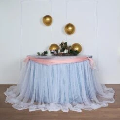 14FT Extra Long 48" Two Layered Tulle & Satin Table Skirt -Home Decor Promotional Store SKT T04 WHT 086 14 02